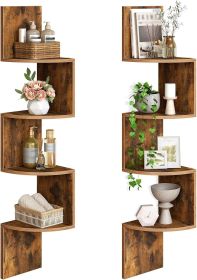 Corner Shelf Wall-Mounted, Set of 2 Floating Corner Shelves for Wall, 4-Tier Corner Bookshelves for Living Room, Bedroom, Bathroom, Home Office
