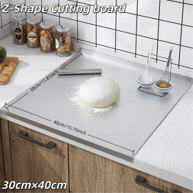Stainless Steel Cutting Board with Lip for Kitchen Chopping Boards for Countertop Large Metal Cutting Board over Sink Suitable for Meat Fruits Ve (size: Z-Shape 30cm×40cm)
